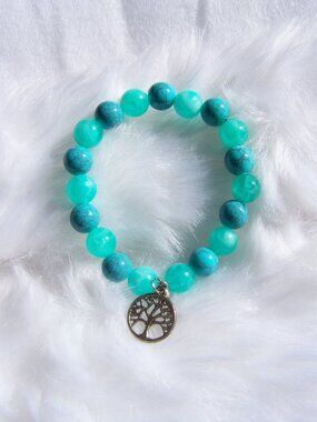 Teal Elastic Bracelet - Tree of Life (Unisex)